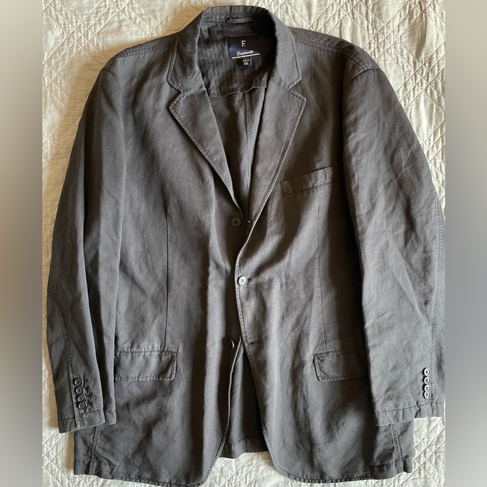 Faconnable Linen-Cotton Deconstructed 3-Button Chino Jacket in Navy Size‎ XXL